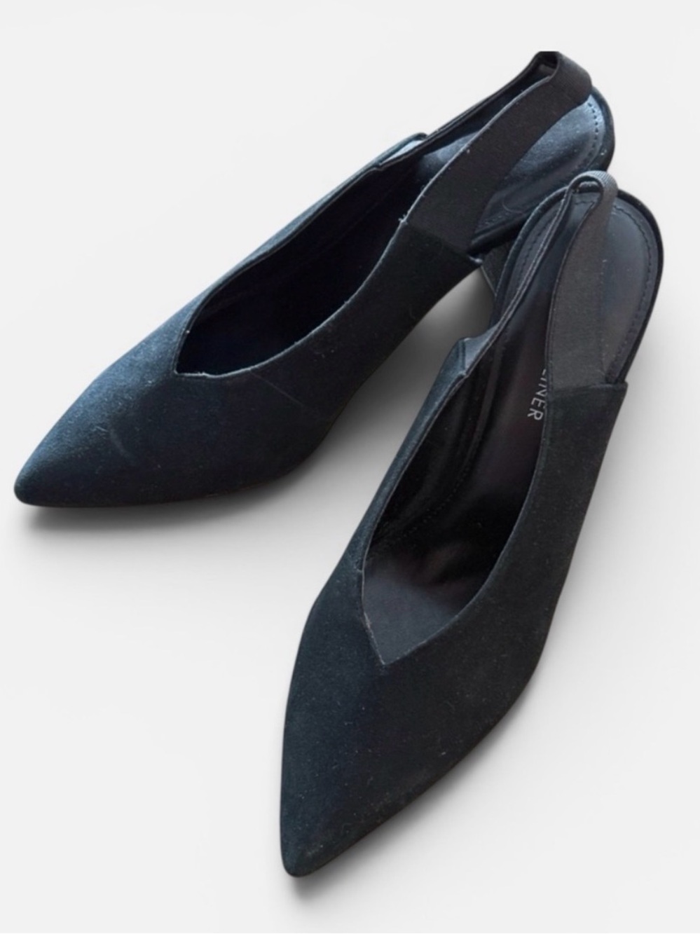 Donald Pliner Black Suede High Heel Sling-back Pointed Toe Pumps Size 9.5 Med